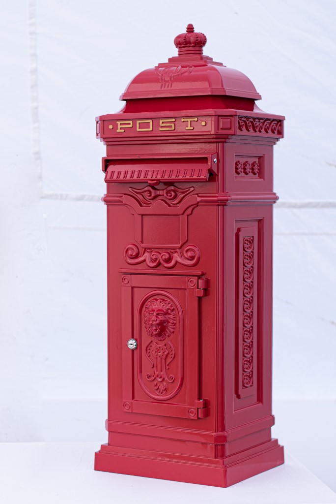 traditional red post box for weddings, can be personalised