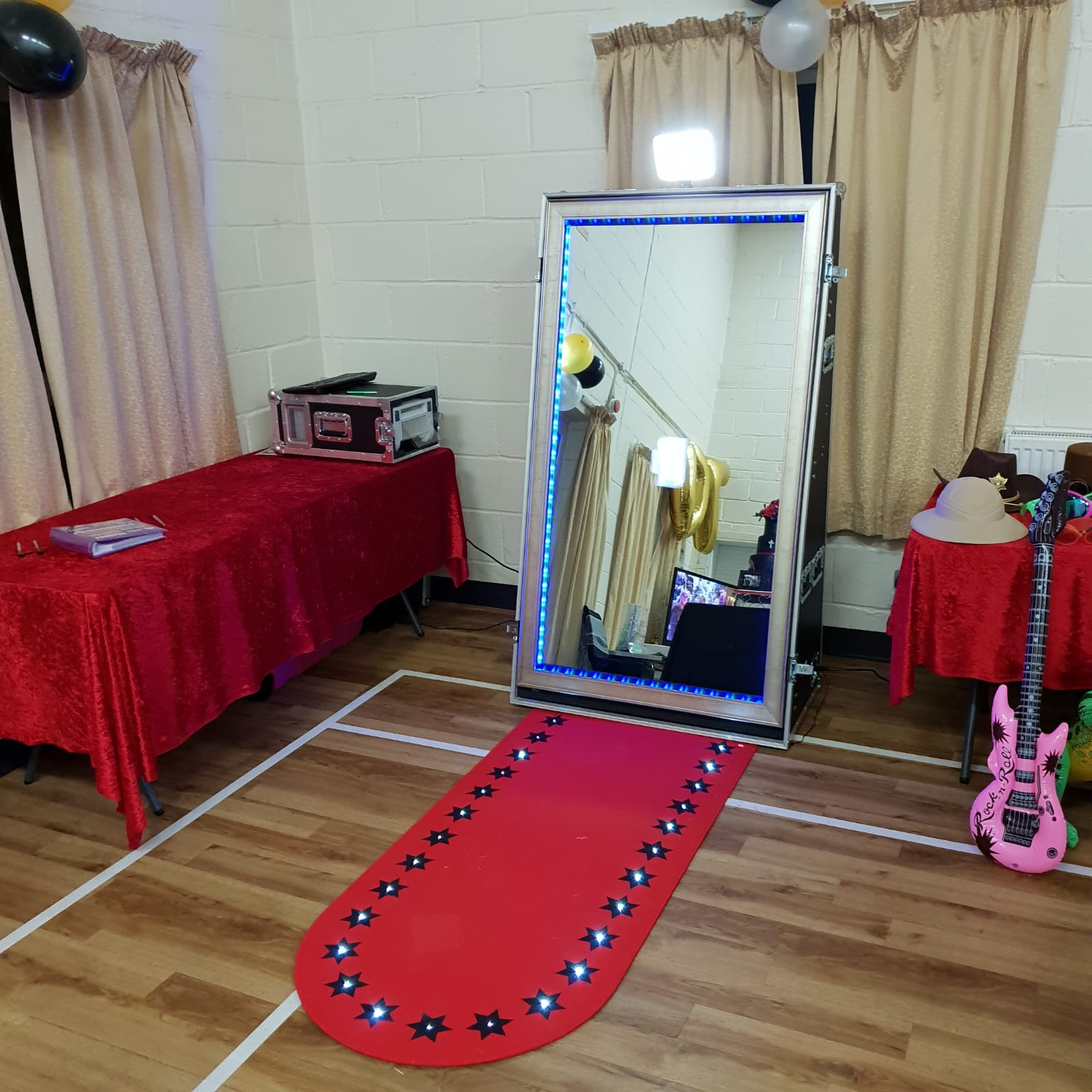 magic mirror photo booth for hire, with props