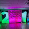 flower wall for hire, number lights hire