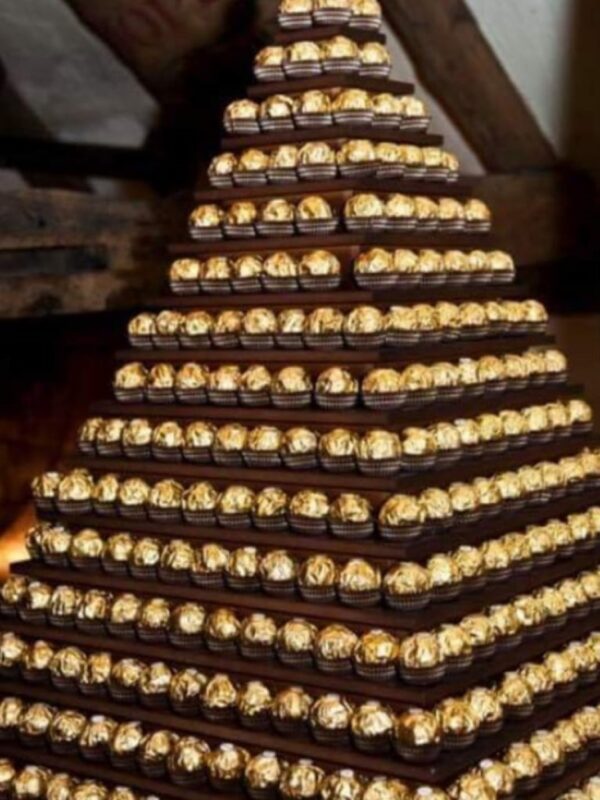 sweet treats for wedding, Ferrero Rocher pyramind wedding