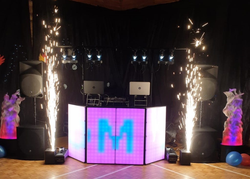 pyrotechics at wedding party, disco for hire