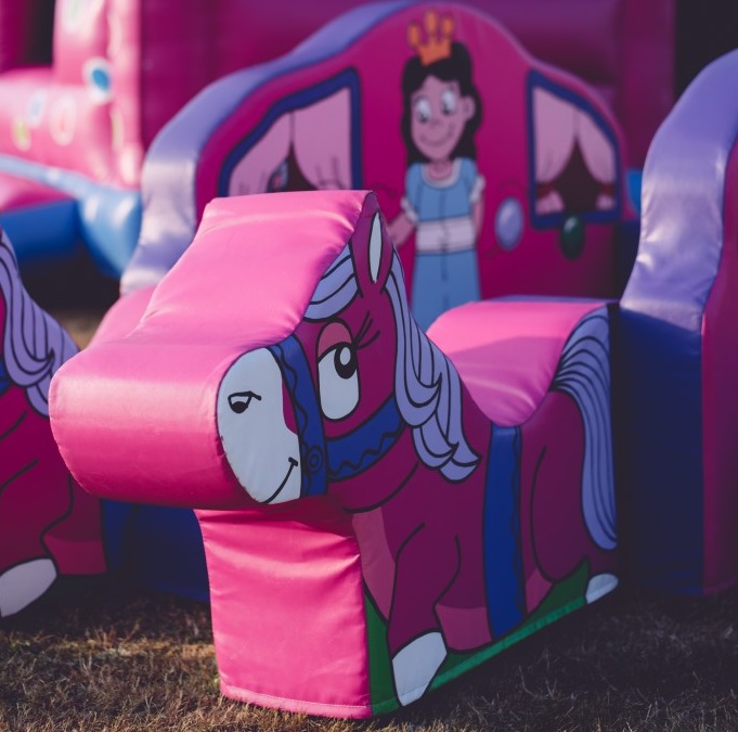pink inflatables to hire, soft play to hire