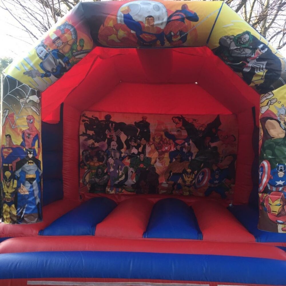 bouncy castle hire, popular super hero character bouncy castle for children