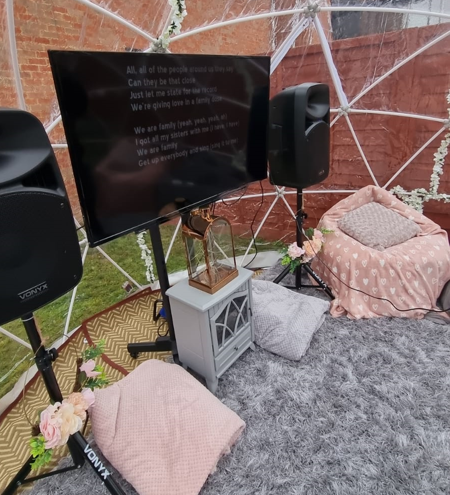 igloo dome hire, karaoke in garden