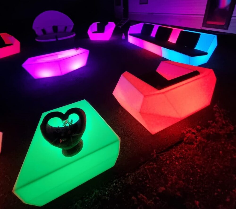 furniture with led lights, hire Kent & Sussex