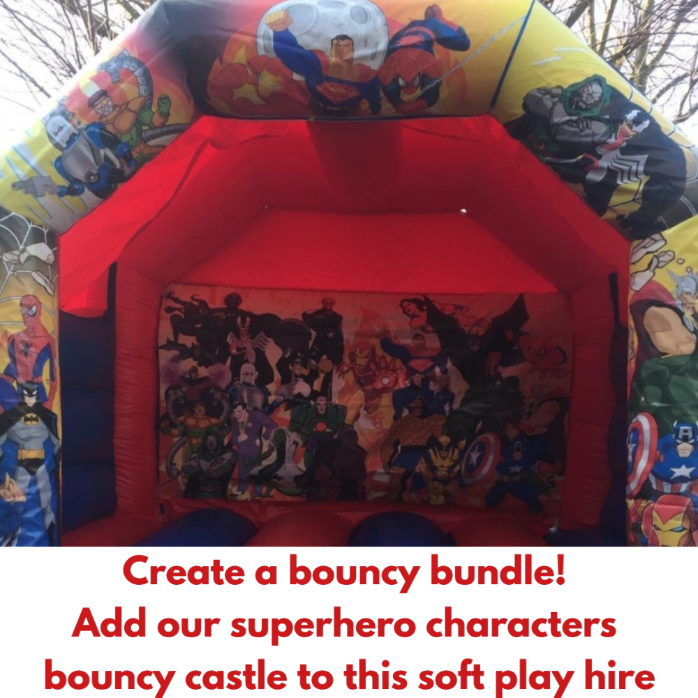 superhero bouncy castle & soft play bundle for hire