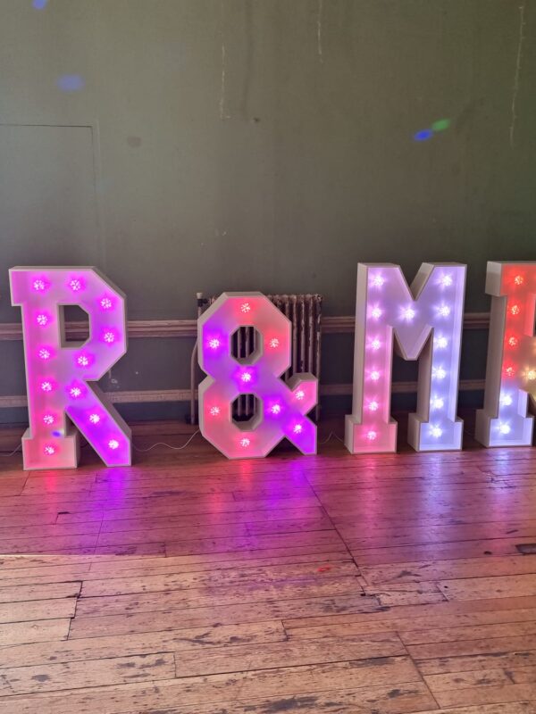 mr and mrs lights, wedding hire packages available