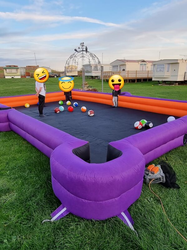 inflatable snooker football game to hire, foot pool game, party & event hire