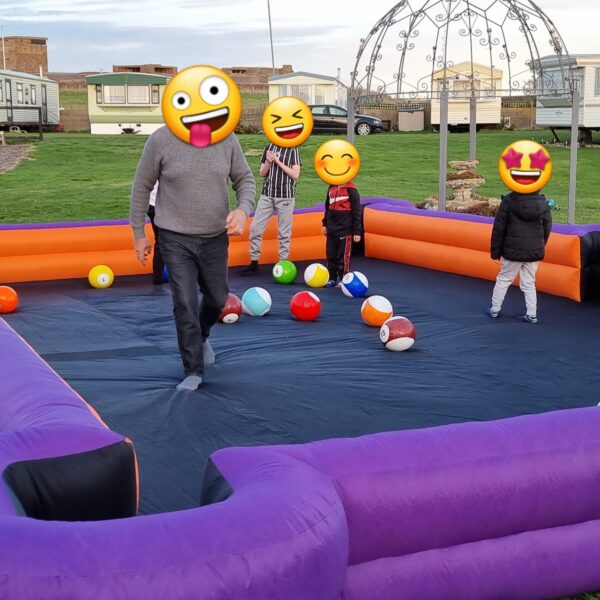 inflatable snooker football game to hire, foot pool game, party & event hire