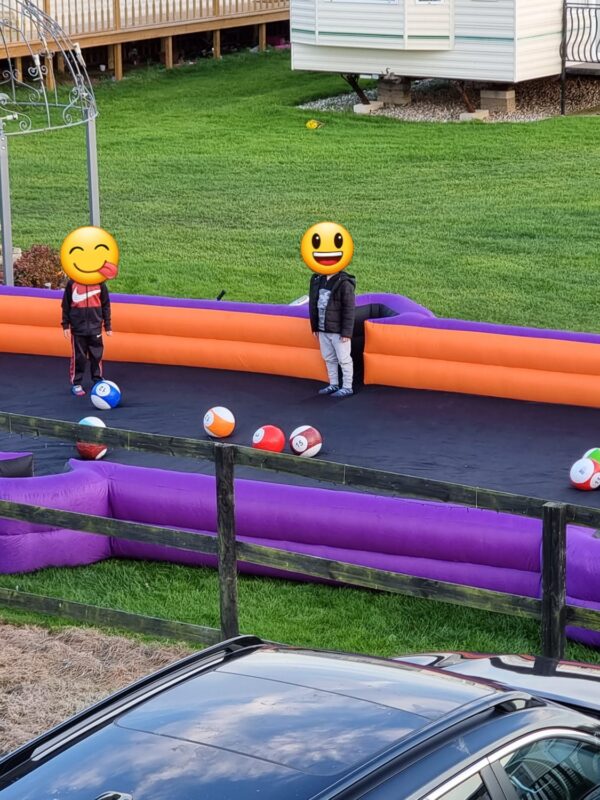 inflatable snooker football game, hire our foot pool game, party & event hire Kent