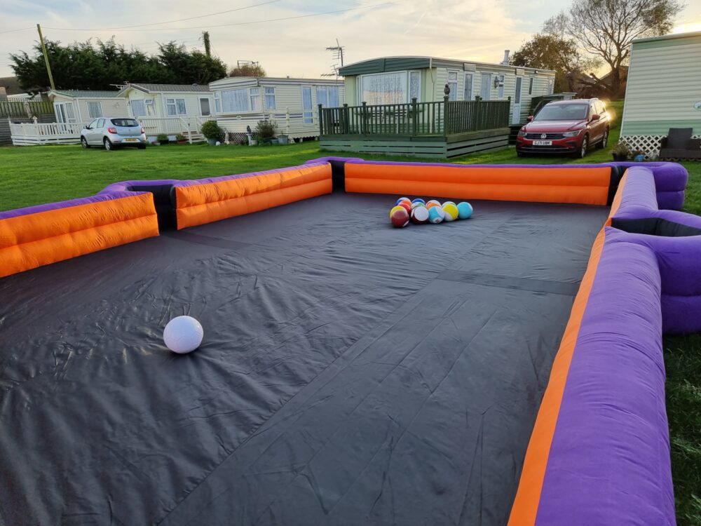 inflatable snooker football game to hire, southeast party hire specialists