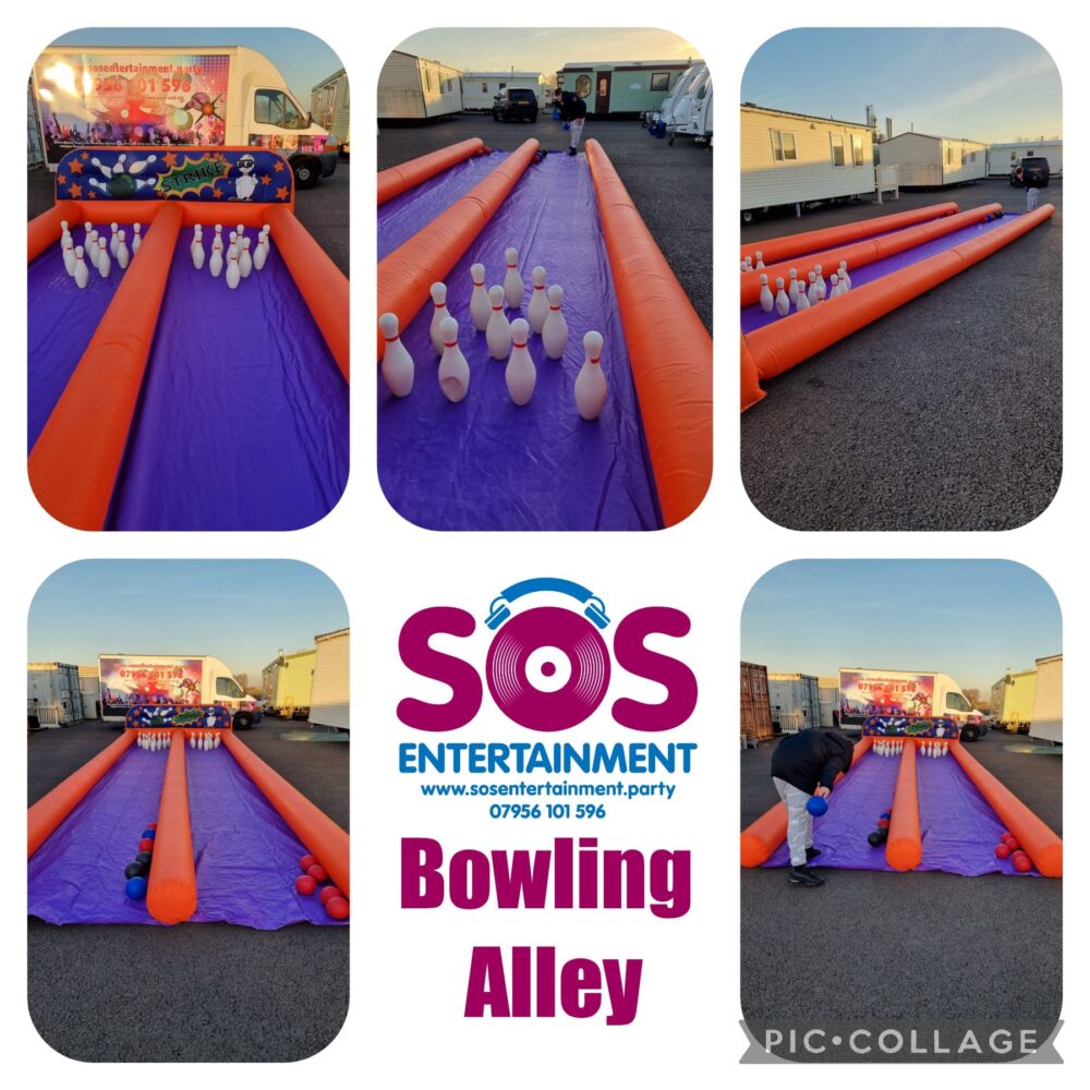 inflatable bowling alley, hire with accessories included, Kent, Sussex, Essex, London
