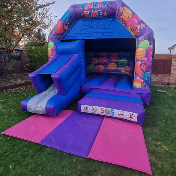 Party Time adult bouncy castle with slide, 5* party hire company, Sussex, Kent, Essex, London