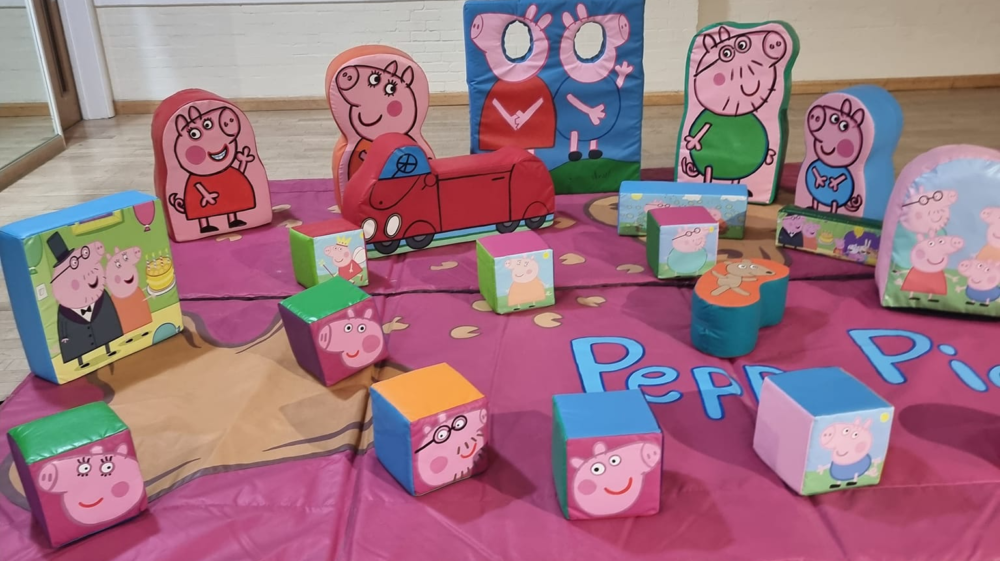piggy character softplay hire, Kent, Sussex, Essex, London