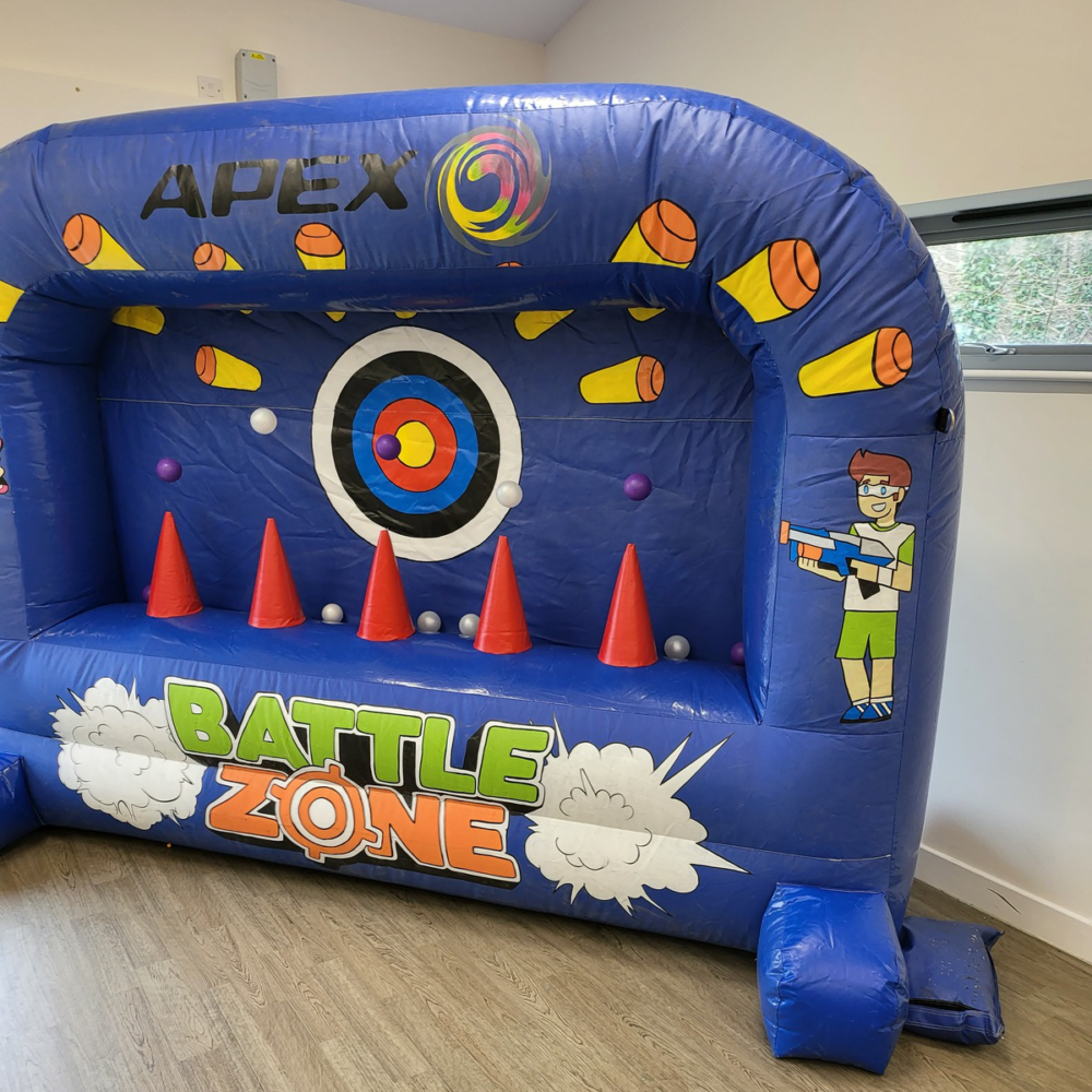 hire our firing range inflatable zone for nerf parties