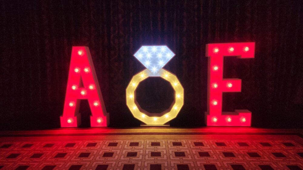 light up letters to hire with ring