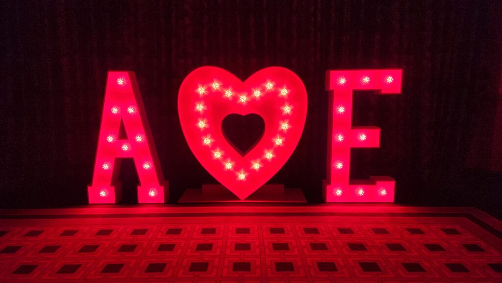 light up letters to hire with heart