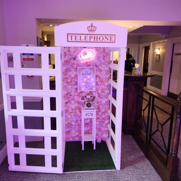 Traditional telephone box audio guest book hire from SOS Entertainment