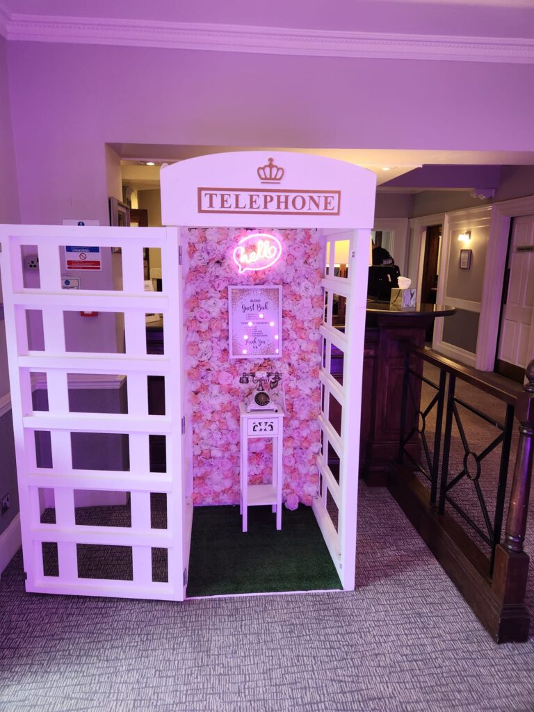 Traditional telephone box audio guest book hire from SOS Entertainment