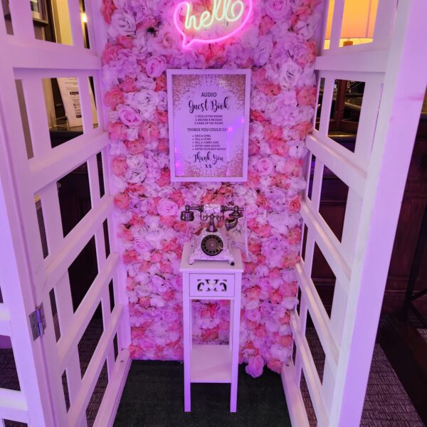 Traditional telephone box audio guest book hire from SOS Entertainment