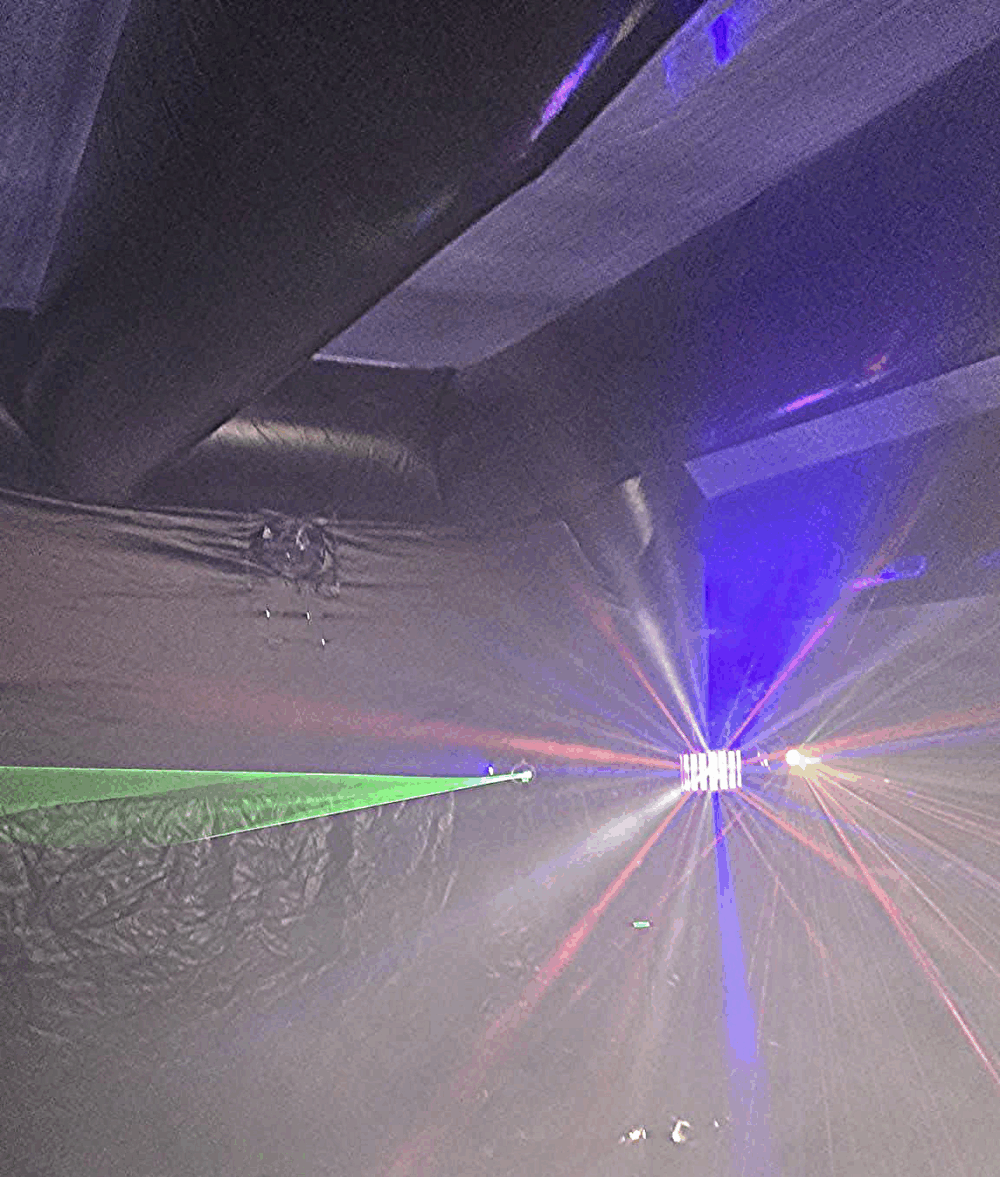 inflatable nightclub, with disco lights