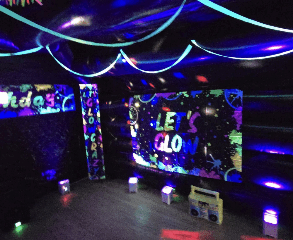inflatable nightclub with UV lights, kent